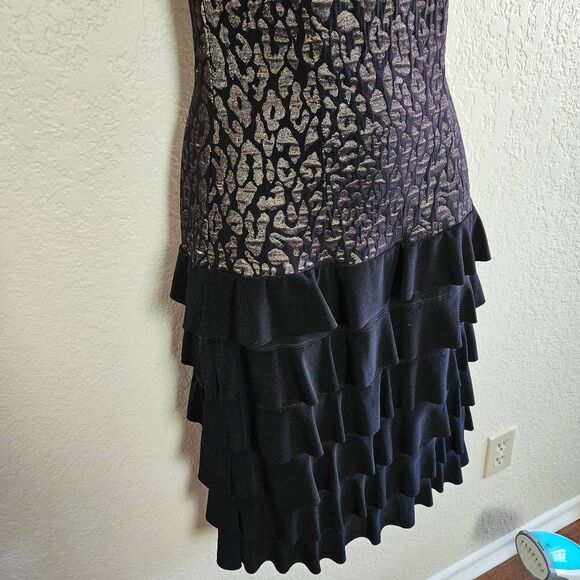 Joseph Ribkoff Y2K Animal Print Tiered Ruffle Dress - Picture 3 of 8